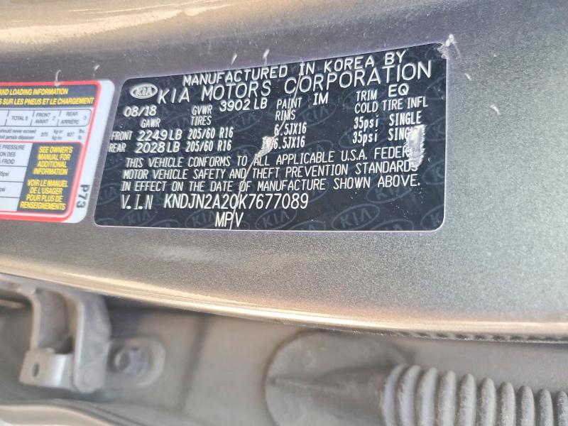63910076 :رقم المزاد ، KNDJN2A20K7677089 vin ، 2019 Kia Soul مزاد بيع