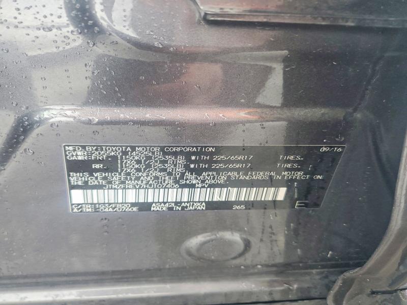 Aukcja sprzedaży 2017 Toyota Rav4, vin: JTMZFREV7HJ107406, numer aukcji: 64416436