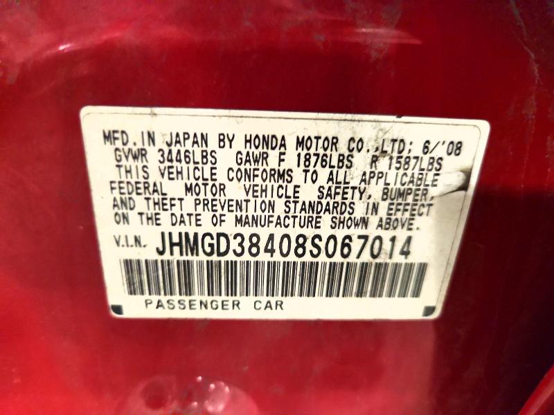 Aukcja sprzedaży 2008 Honda Fit, vin: JHMGD38408S067014, numer aukcji: 65300026