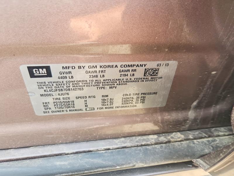 2013 Buick Encore მანქანა იყიდება აუქციონზე, vin: KL4CJFSB7DB142703, აუქციონის ნომერი: 63848506