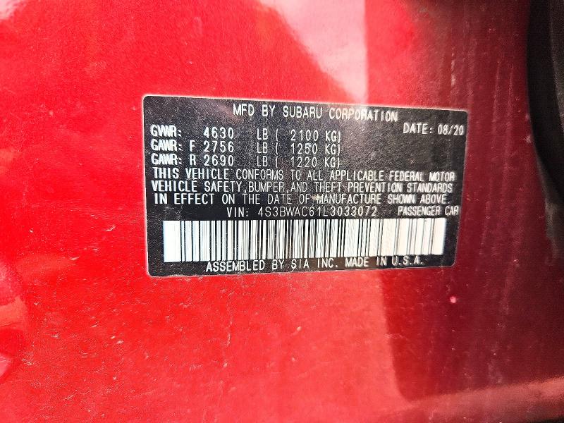 Продаж на аукціоні авто 2020 Subaru Legacy, vin: 4S3BWAC61L3033072, номер лоту: 63544016