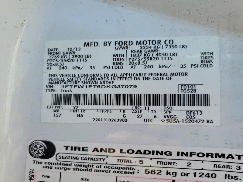 Продажа на аукционе авто 2013 Ford F150, vin: 1FTFW1ET6DKG37079, номер лота: 65987826