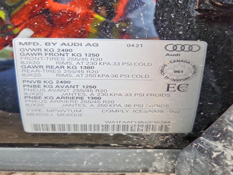 Aukcja sprzedaży 2021 Audi Q5, vin: WA1FAAFY8M2085264, numer aukcji: 64024366