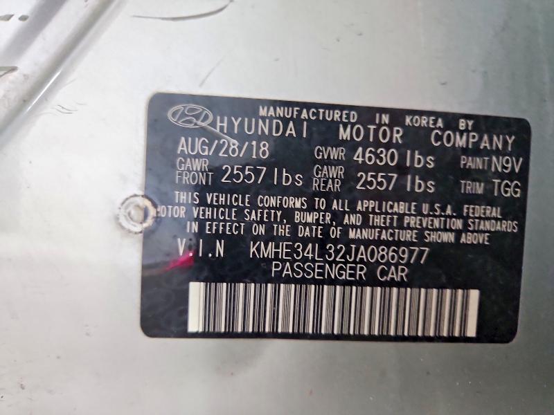 63279736 :رقم المزاد ، KMHE34L32JA086977 vin ، 2018 Hyundai Sonata Hybrid مزاد بيع