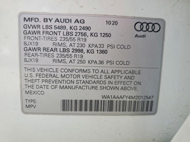 Продажа на аукционе авто 2021 Audi Q5, vin: WA1AAAFY4M2012547, номер лота: 66829266