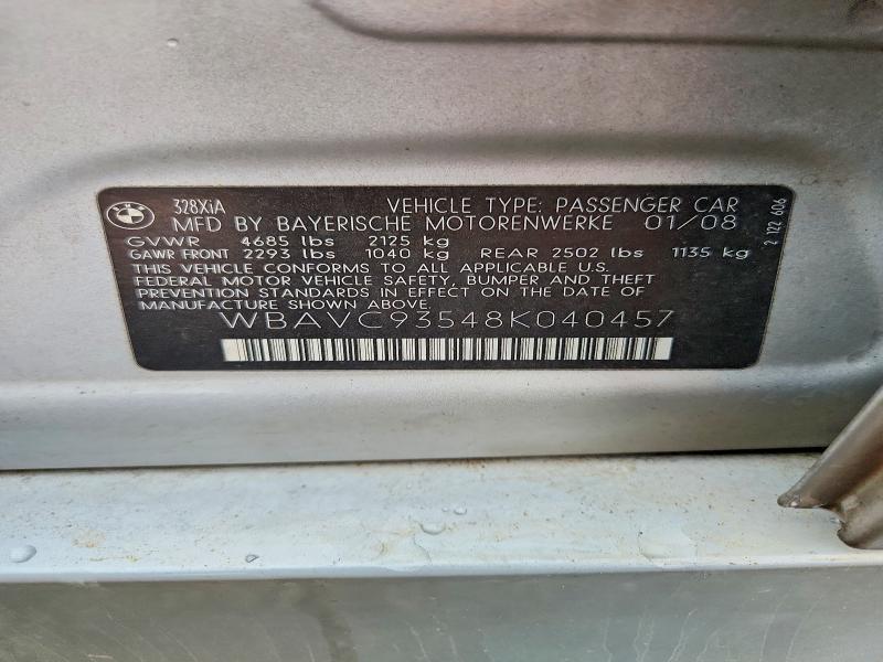 66635646 :رقم المزاد ، WBAVC93548K040457 vin ، 2008 Bmw 328 مزاد بيع