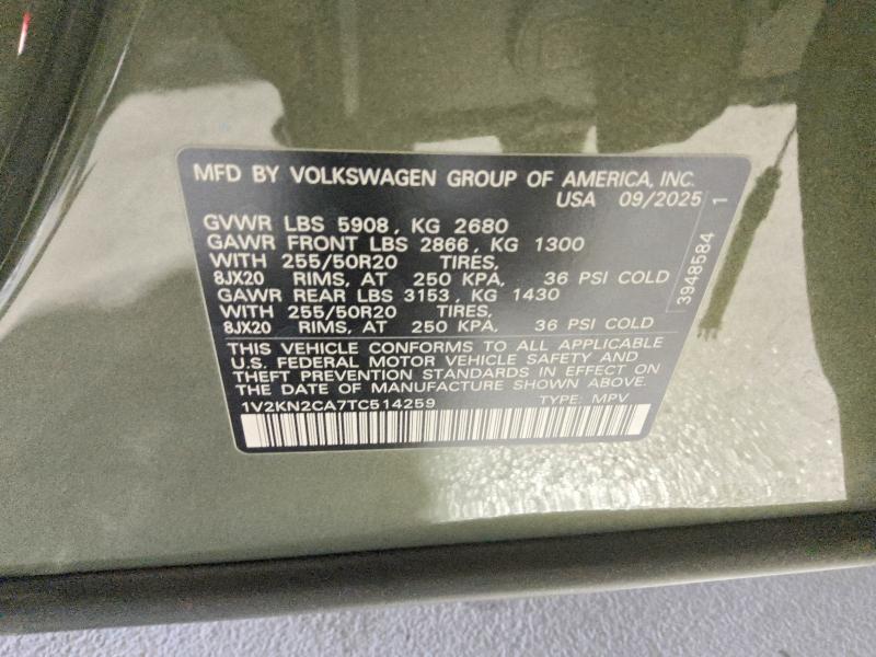 2026 Volkswagen Atlas მანქანა იყიდება აუქციონზე, vin: 1V2KN2CA7TC514259, აუქციონის ნომერი: 64410646