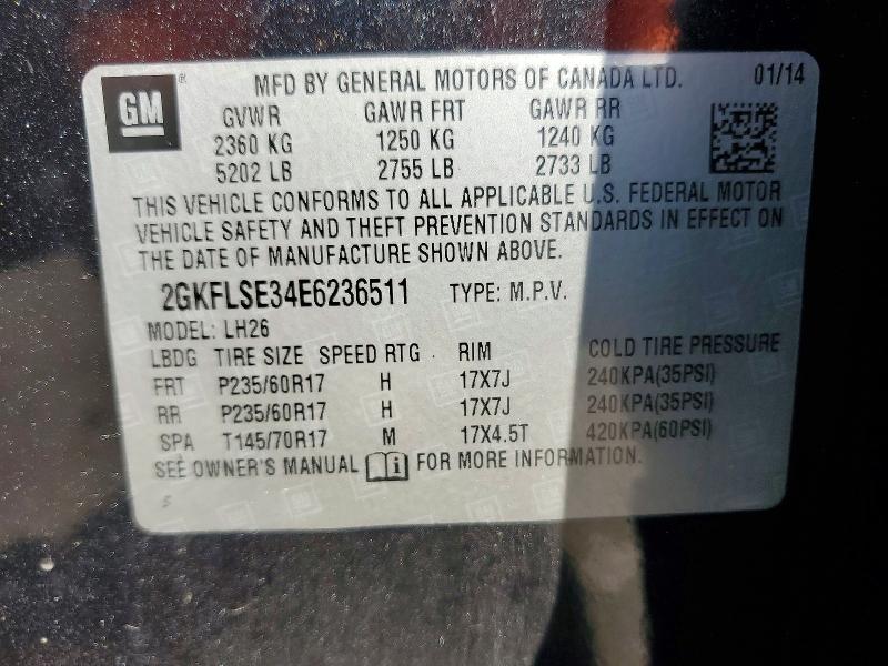 2014 Gmc Terrain მანქანა იყიდება აუქციონზე, vin: 2GKFLSE34E6236511, აუქციონის ნომერი: 63742096