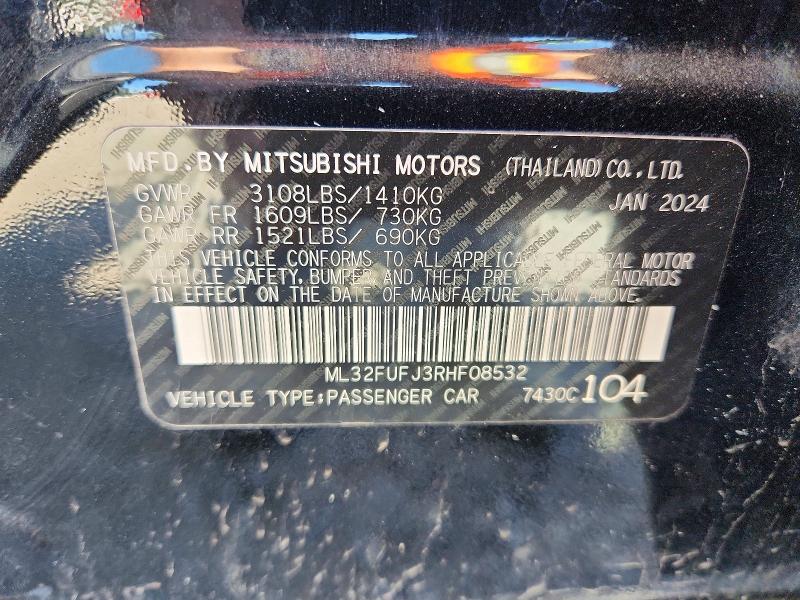 Aukcja sprzedaży 2024 Mitsubishi Mirage, vin: ML32FUFJ3RHF08532, numer aukcji: 66727636