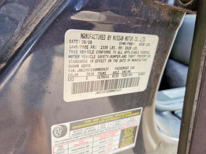 63763566 :رقم المزاد ، JNKCY01E99M800431 vin ، 2009 Infiniti M35 مزاد بيع