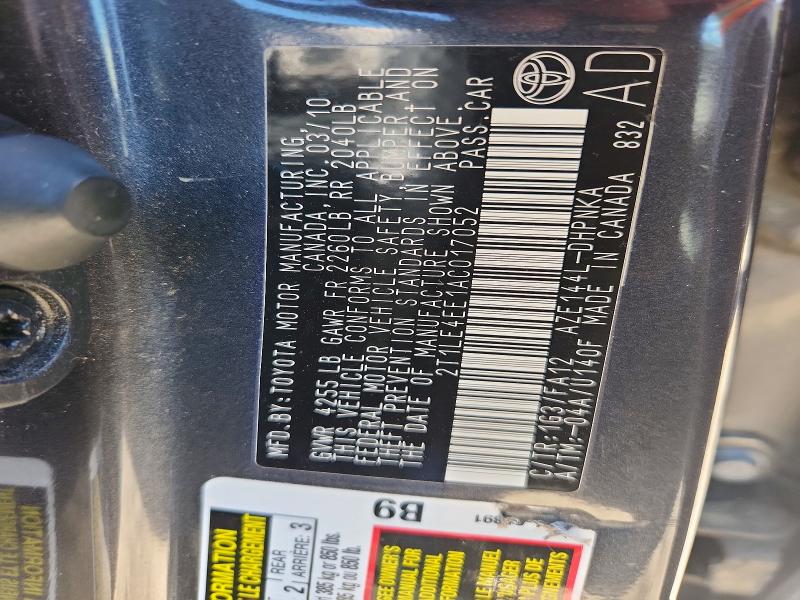 64292056 :رقم المزاد ، 2T1LE4EE1AC017052 vin ، 2010 Toyota Corolla Matrix مزاد بيع