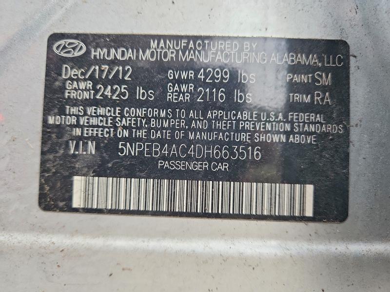 Aukcja sprzedaży 2013 Hyundai Sonata, vin: 5NPEB4AC4DH663516, numer aukcji: 64397506