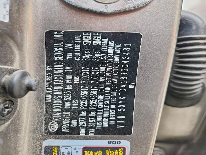 Aukcja sprzedaży 2011 Kia Sorento, vin: 5XYKTDA18BG043481, numer aukcji: 64324646