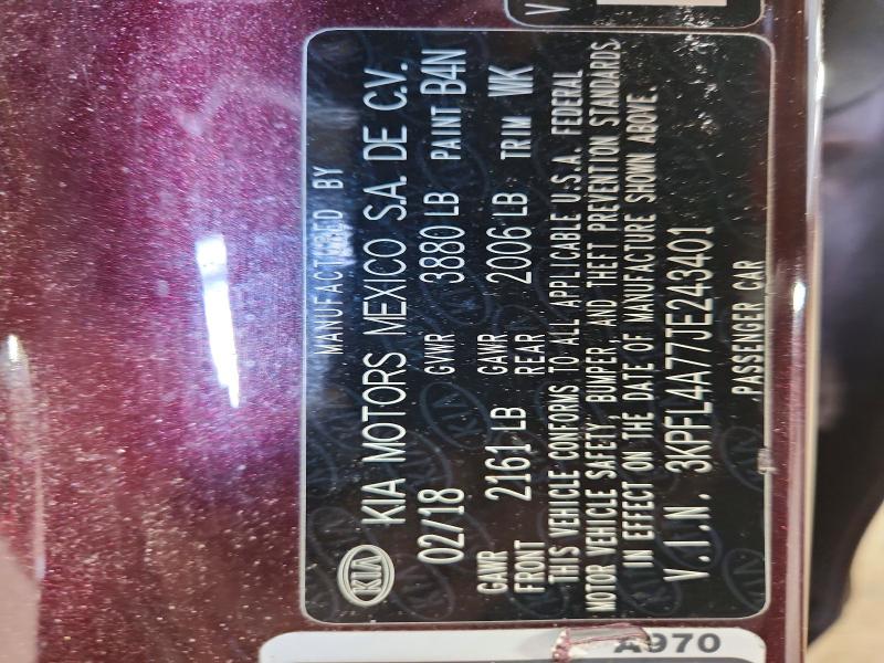 Продаж на аукціоні авто 2018 Kia Forte, vin: 3KPFL4A77JE243401, номер лоту: 66656606