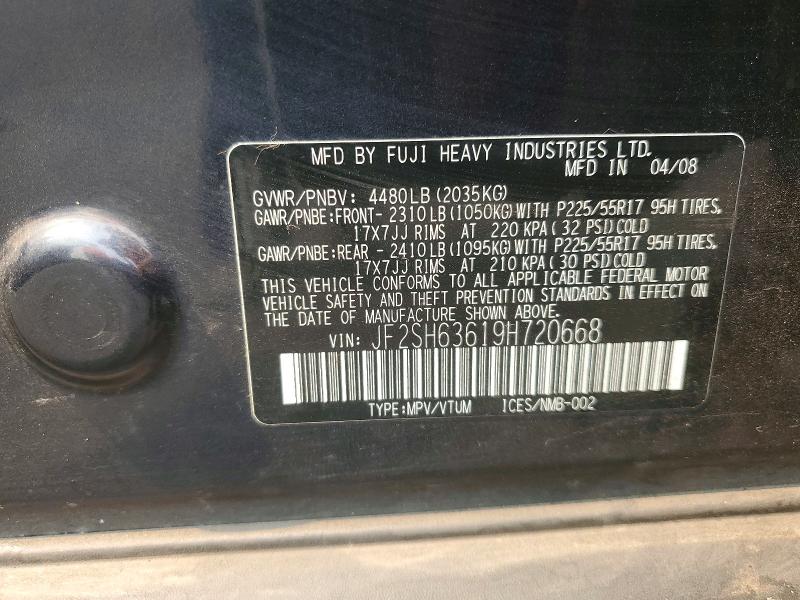 63615776 :رقم المزاد ، JF2SH63619H720668 vin ، 2009 Subaru Forester مزاد بيع