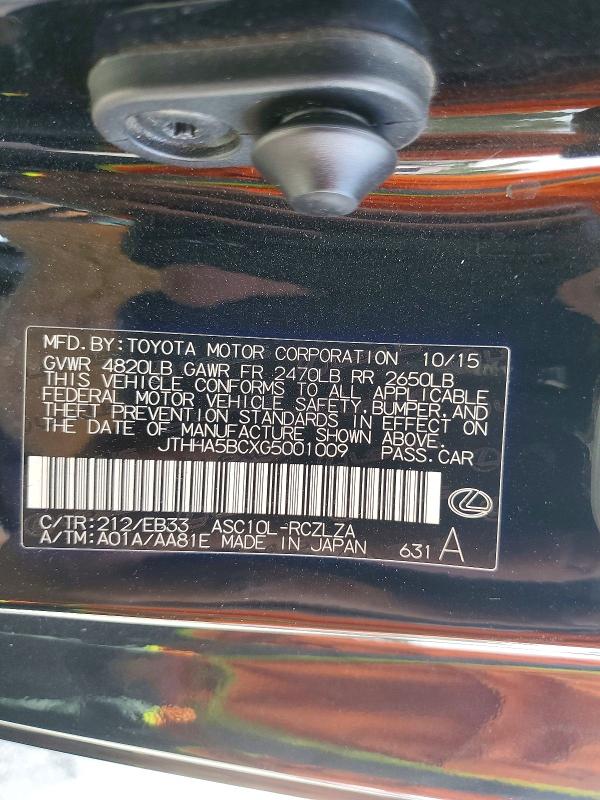 65213666 :رقم المزاد ، JTHHA5BCXG5001009 vin ، 2016 Lexus Rc مزاد بيع