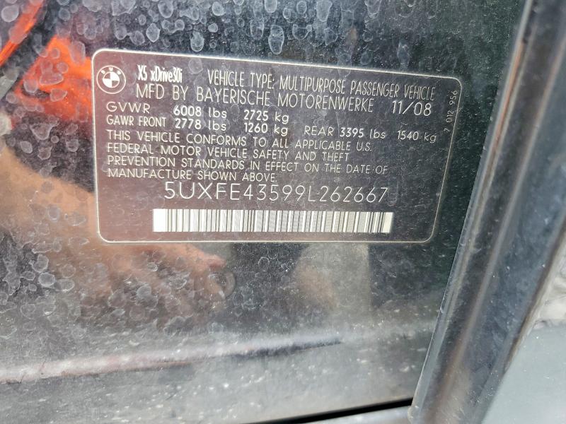 64542926 :رقم المزاد ، 5UXFE43599L262667 vin ، 2009 Bmw X5 مزاد بيع