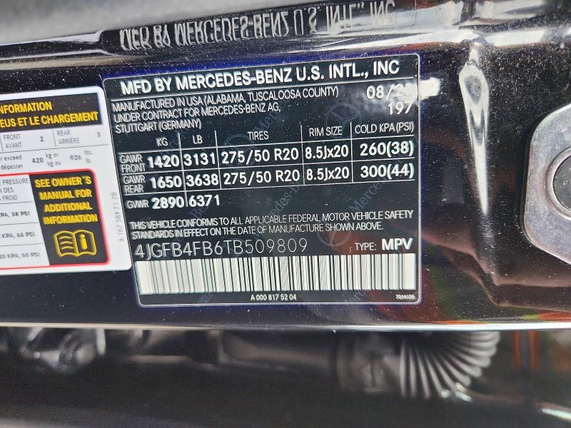 2026 Mercedes-benz Gle მანქანა იყიდება აუქციონზე, vin: 4JGFB4FB6TB509809, აუქციონის ნომერი: 61585886