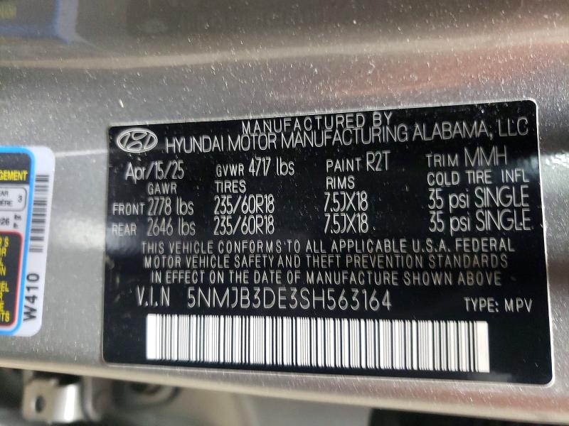 Продаж на аукціоні авто 2025 Hyundai Tucson, vin: 5NMJB3DE3SH563164, номер лоту: 64261516