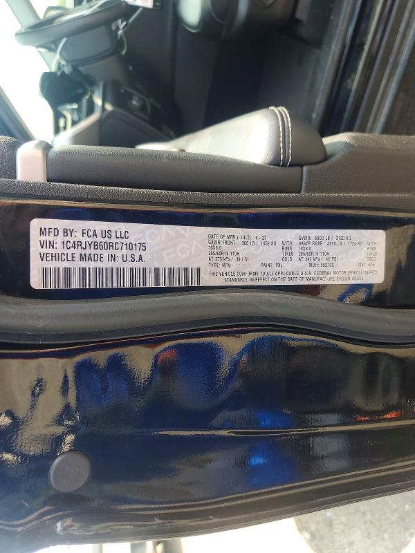 2024 Jeep Grand Cherokee მანქანა იყიდება აუქციონზე, vin: 1C4RJYB60RC710175, აუქციონის ნომერი: 64497946