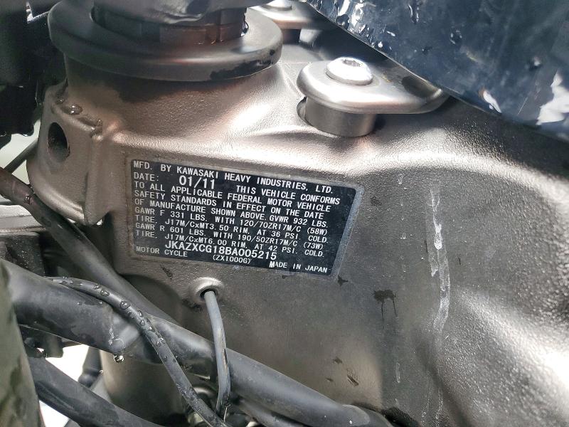 Продажа на аукционе авто 2011 Kawasaki Zx1000, vin: JKAZXCG18BA005215, номер лота: 64187906