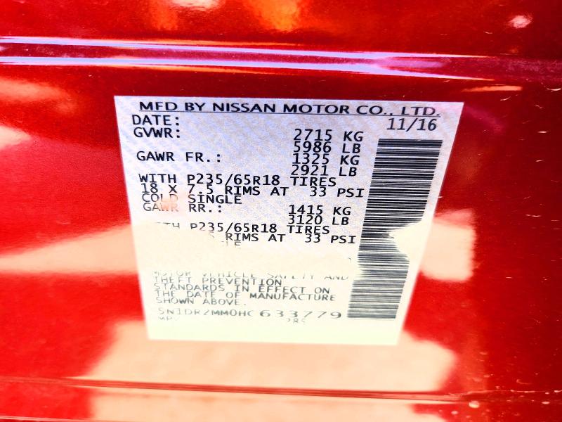 Продажа на аукционе авто 2017 Nissan Pathfinder, vin: 5N1DR2MM0HC633779, номер лота: 63648416