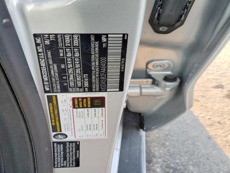 64516056 :رقم المزاد ، 4JGDA5JB2FA464000 vin ، 2015 Mercedes-benz Ml مزاد بيع