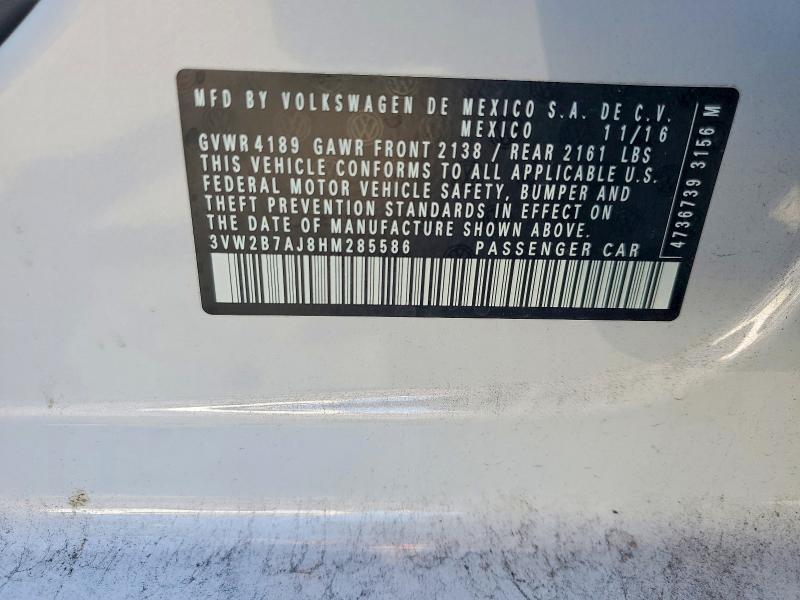 66395866 :رقم المزاد ، 3VW2B7AJ8HM285586 vin ، 2017 Volkswagen Jetta مزاد بيع