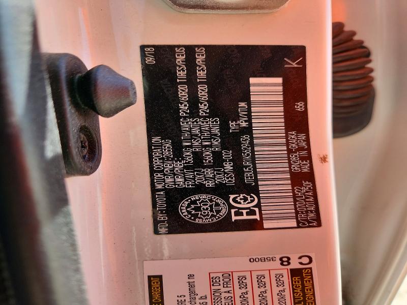 Aukcja sprzedaży 2019 Toyota 4runner, vin: JTEBU5JR1K5629436, numer aukcji: 67017636