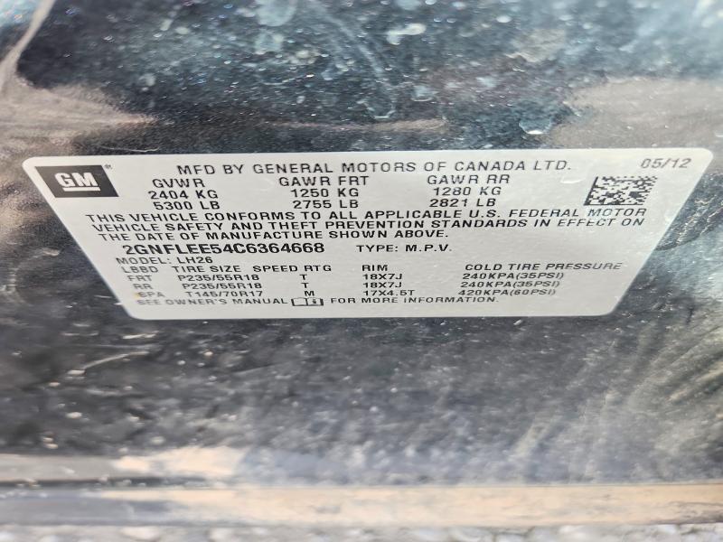 67070996 :رقم المزاد ، 2GNFLEE54C6364668 vin ، 2012 Chevrolet Equinox مزاد بيع