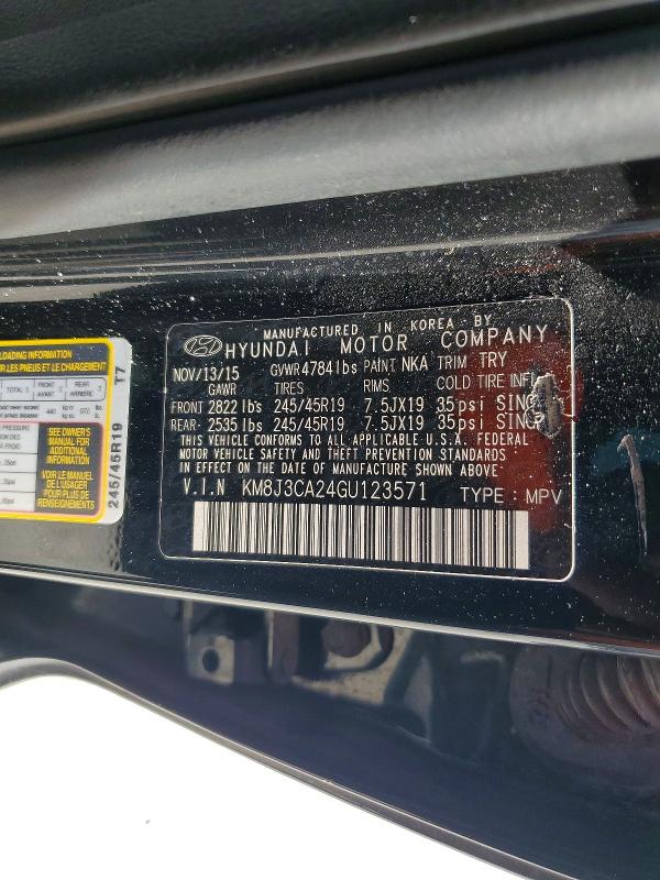 Aukcja sprzedaży 2016 Hyundai Tucson, vin: KM8J3CA24GU123571, numer aukcji: 63610086