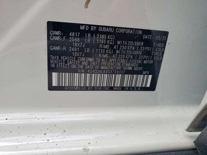 65506566 :رقم المزاد ، 4S4GUHL64S3739337 vin ، 2025 Subaru Crosstrek مزاد بيع
