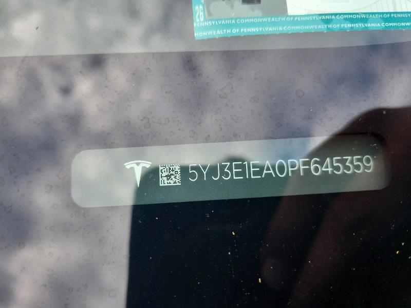 66306636 :رقم المزاد ، 5YJ3E1EA0PF645359 vin ، 2023 Tesla Model 3 مزاد بيع