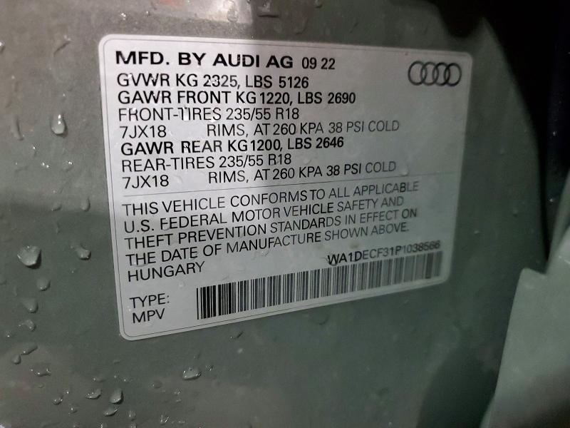 64477206 :رقم المزاد ، WA1DECF31P1038566 vin ، 2023 Audi Q3 مزاد بيع