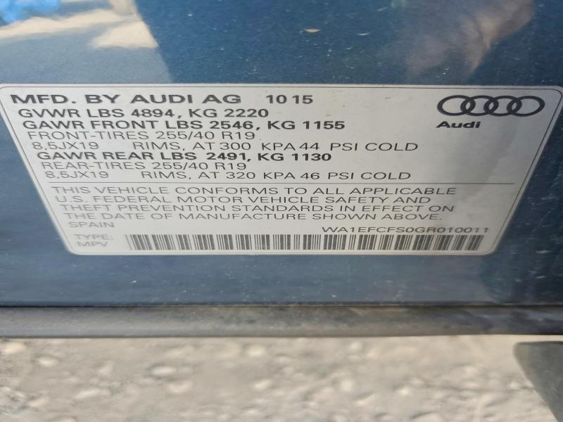 Aukcja sprzedaży 2016 Audi Q3, vin: WA1EFCFS0GR010011, numer aukcji: 65155976