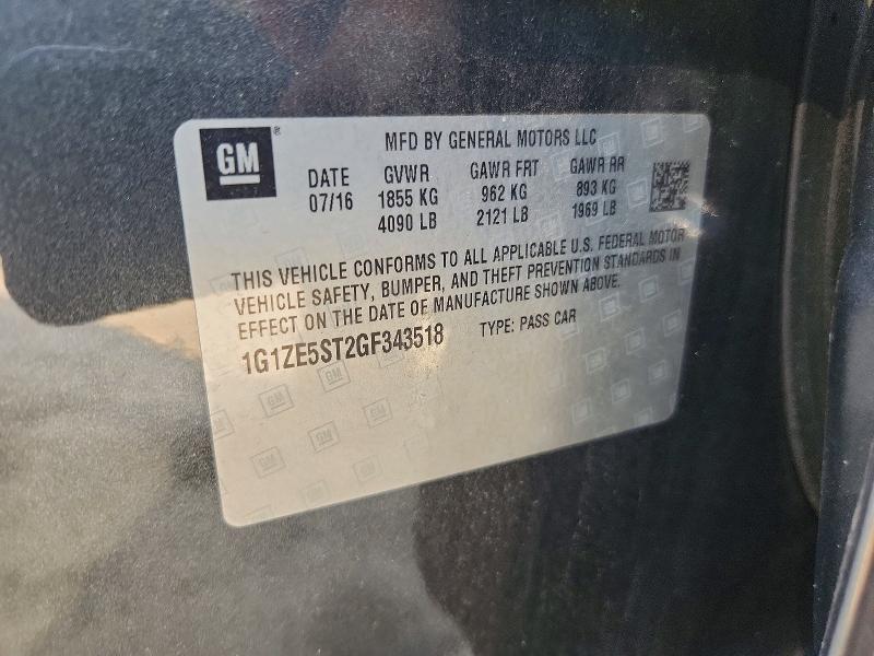 2016 Chevrolet Malibu მანქანა იყიდება აუქციონზე, vin: 1G1ZE5ST2GF343518, აუქციონის ნომერი: 64259276