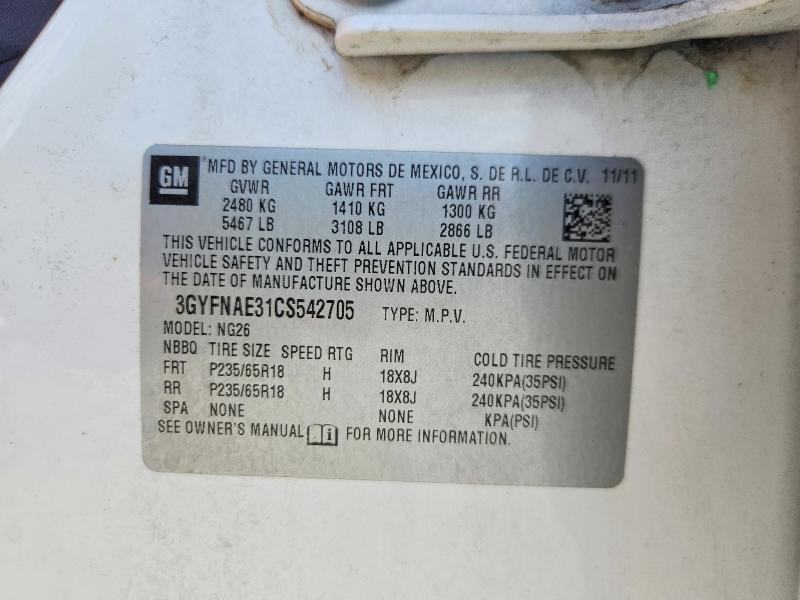 Продаж на аукціоні авто 2012 Cadillac Srx, vin: 3GYFNAE31CS542705, номер лоту: 67207646