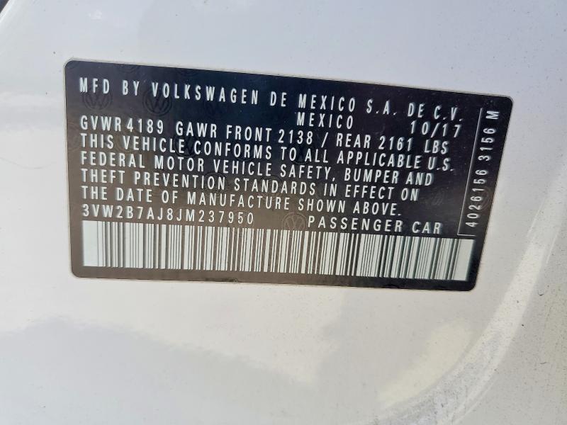 Aukcja sprzedaży 2018 Volkswagen Jetta, vin: 3VW2B7AJ8JM237950, numer aukcji: 63730326