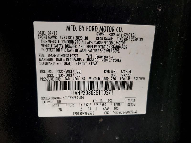 Aukcja sprzedaży 2014 Ford Taurus, vin: 1FAHP2D80EG110271, numer aukcji: 65439836