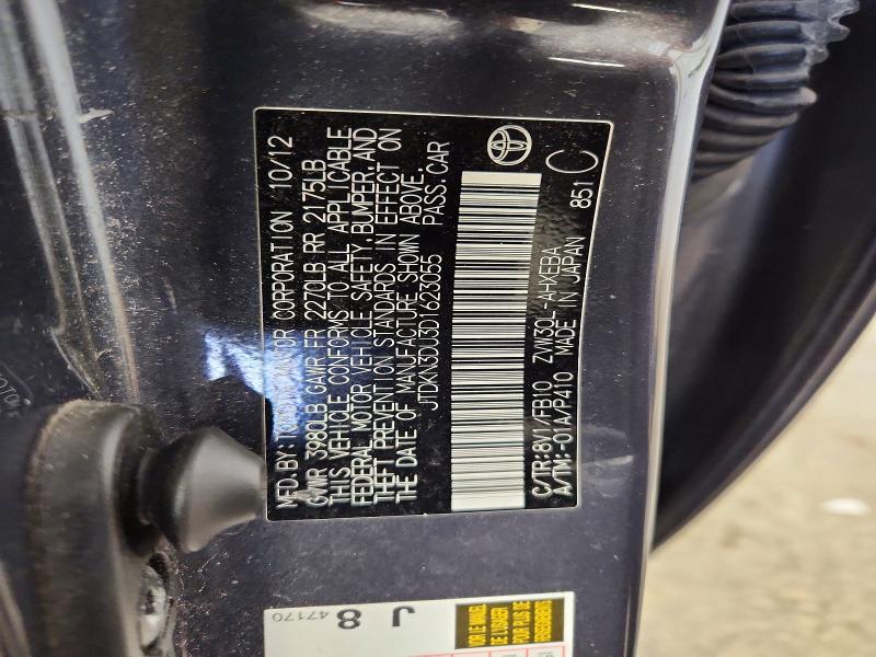 Aukcja sprzedaży 2013 Toyota Prius, vin: JTDKN3DU3D1623055, numer aukcji: 62545606