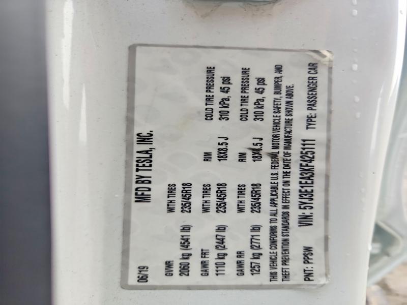 Aukcja sprzedaży 2019 Tesla Model 3, vin: 5YJ3E1EA3KF425111, numer aukcji: 66711126