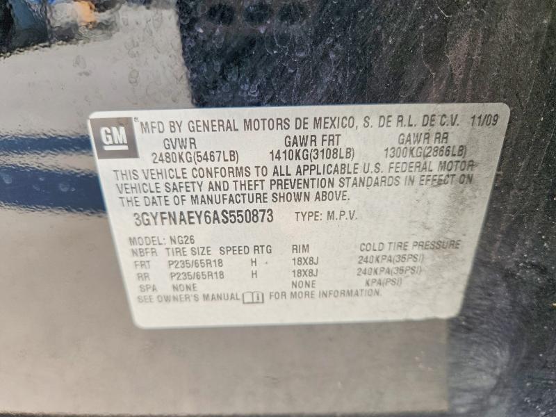 2010 Cadillac Srx მანქანა იყიდება აუქციონზე, vin: 3GYFNAEY6AS550873, აუქციონის ნომერი: 63989316