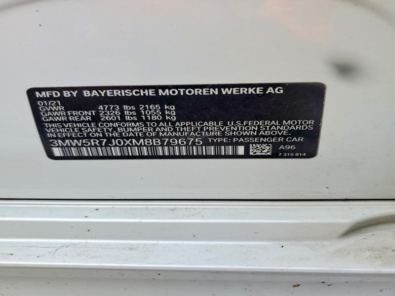 Продажа на аукционе авто 2021 Bmw 330xi, vin: 3MW5R7J0XM8B79675, номер лота: 63439696