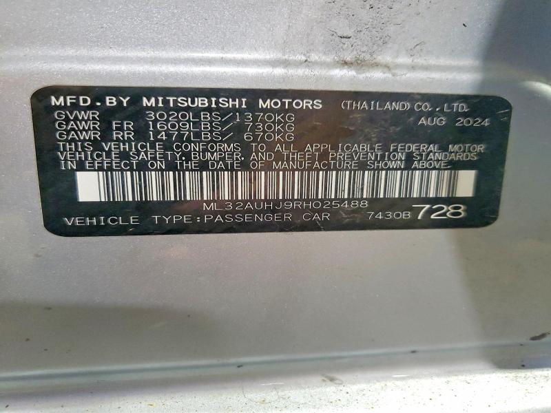 Aukcja sprzedaży 2024 Mitsubishi Mirage, vin: ML32AUHJ9RH025488, numer aukcji: 64193856