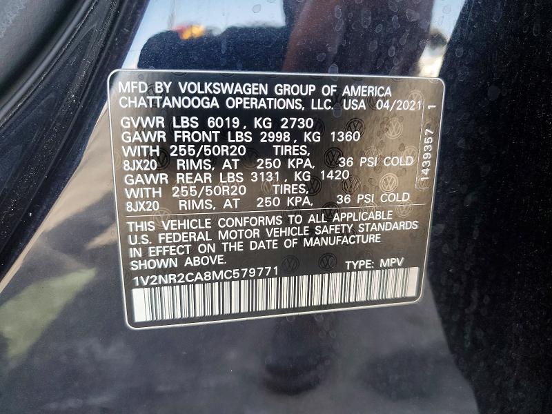 Продаж на аукціоні авто 2021 Volkswagen Atlas, vin: 1V2NR2CA8MC579771, номер лоту: 64136436