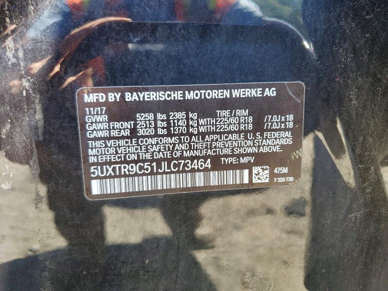 Продаж на аукціоні авто 2018 Bmw X3, vin: 5UXTR9C51JLC73464, номер лоту: 64289096