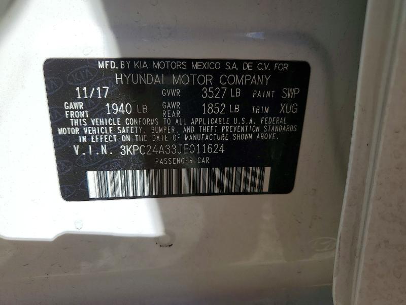 Aukcja sprzedaży 2018 Hyundai Accent, vin: 3KPC24A33JE011624, numer aukcji: 66819236