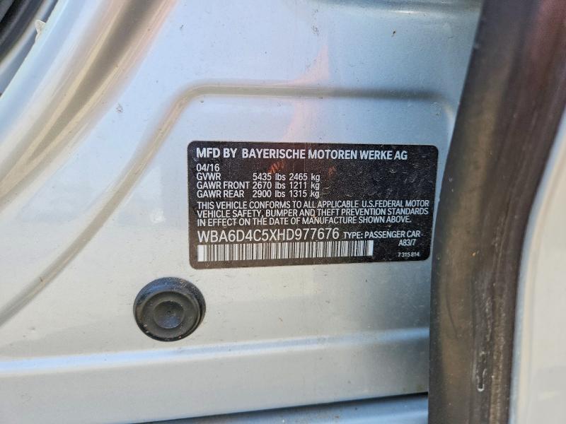 Продажа на аукционе авто 2017 Bmw 650, vin: WBA6D4C5XHD977676, номер лота: 64275776