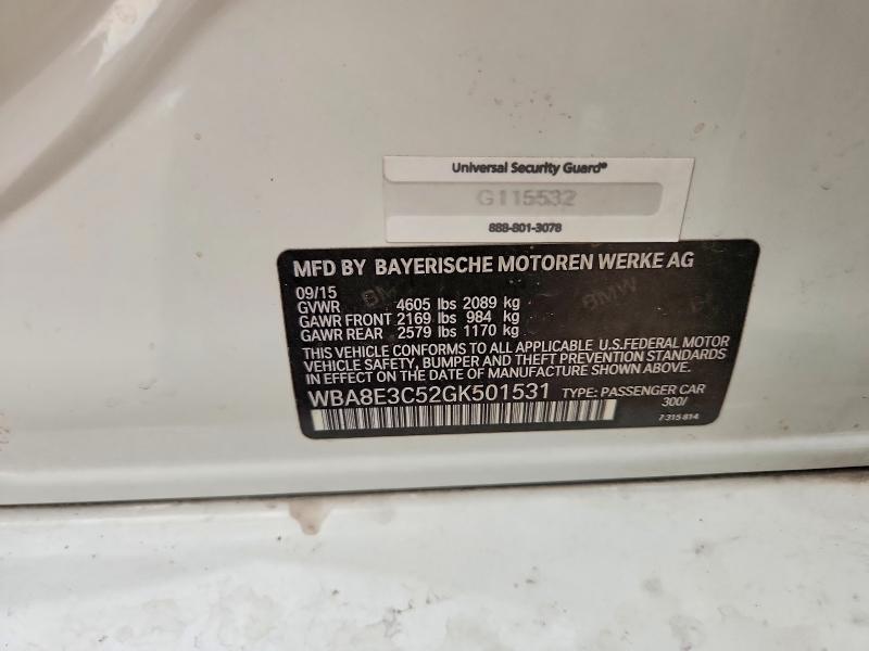 Auction sale of the 2016 Bmw 328, vin: WBA8E3C52GK501531, lot number: 64667966