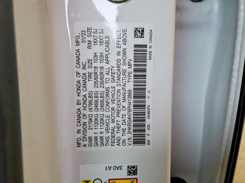 2023 Honda Cr-v მანქანა იყიდება აუქციონზე, vin: 2HKRS4H76PH413869, აუქციონის ნომერი: 64906666